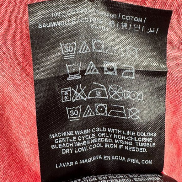 Guess Mens Shirt Extra Large Brick Red 100% Cotton Button‎ Front Long Sleeve - Picture 9 of 14